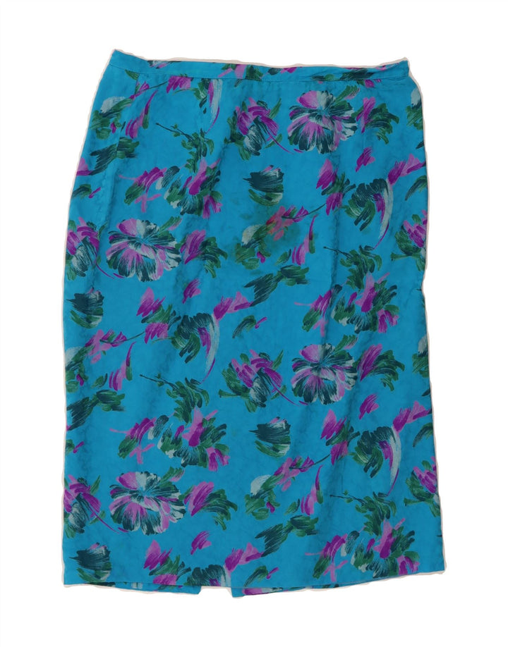 VINTAGE Womens Straight Skirt W29 Medium  Blue Floral Vintage Vintage and Second-Hand Vintage from Messina Hembry 