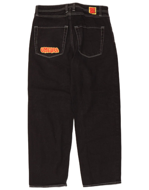 VINTAGE Mens Tapered Jeans W30 L28 Black Cotton