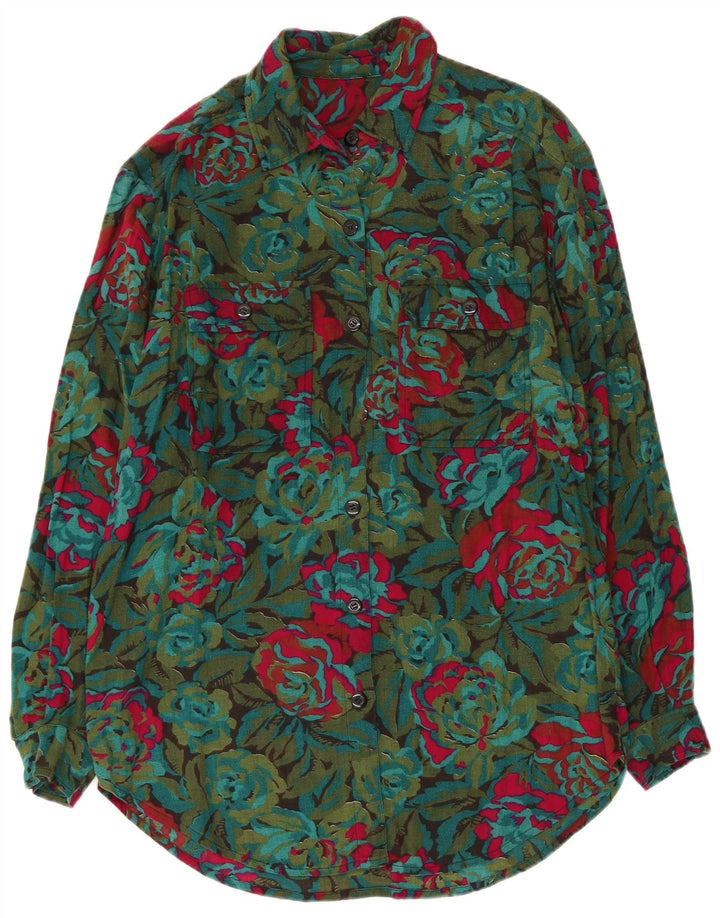 VINTAGE Womens Loose Fit Shirt Dress UK 14 Medium Multicoloured Floral