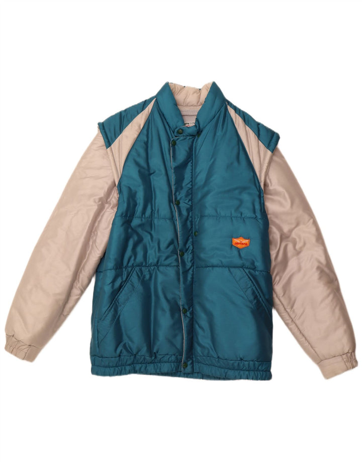 CARRERA Mens Padded Jacket UK 40 Large Blue Colourblock Polyester