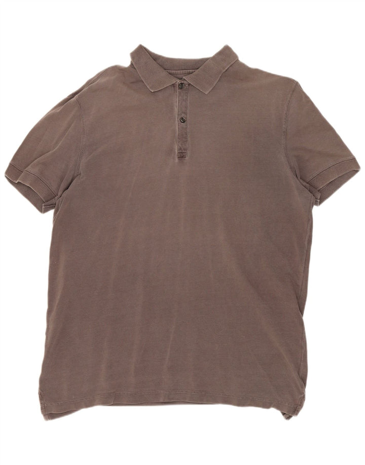 Massimo Dutti Mens Polo Shirt Medium Grey Cotton