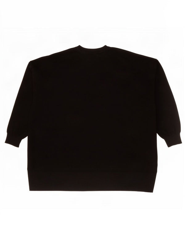 Zara Womens Graphic Oversized Crew Neck Jumper Sweater UK 10 Small Black