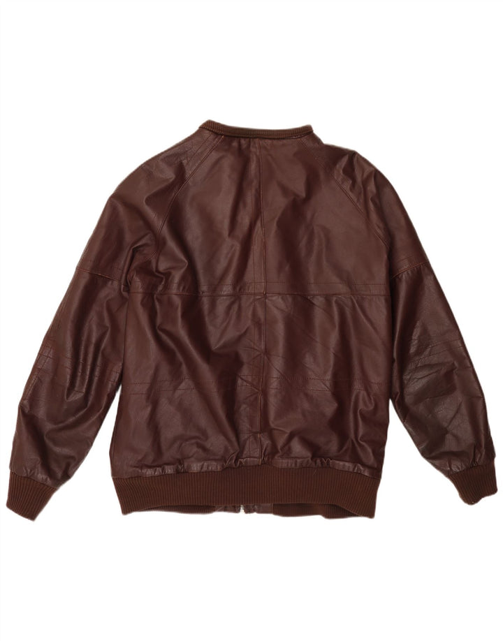 VINTAGE Mens Leather Jacket UK 38 Medium Burgundy