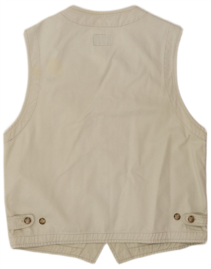 PICDOR Mens Utility Gilet UK 40 Large Beige Cotton