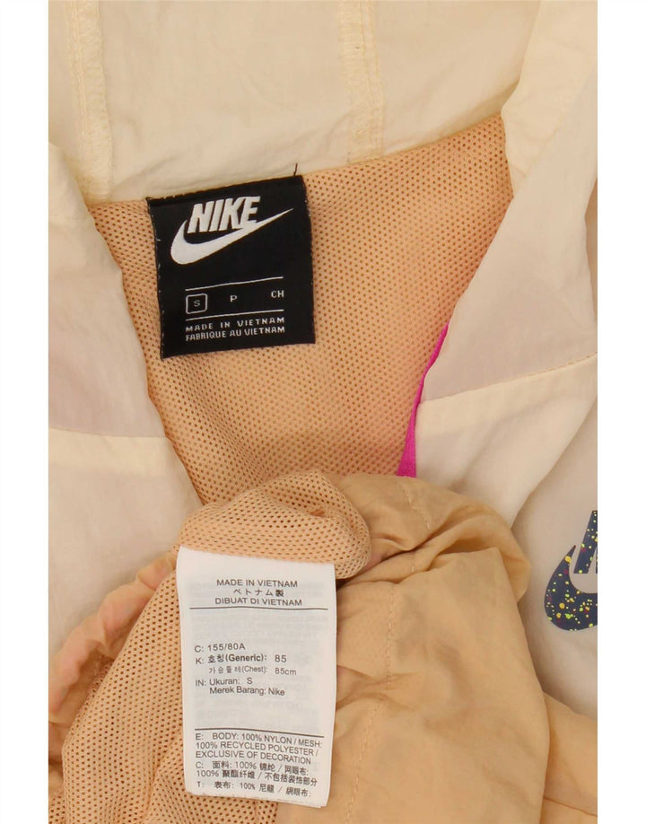 Nike Womens Hooded Oversized Rain Jacket UK 10 Small Beige Colourblock