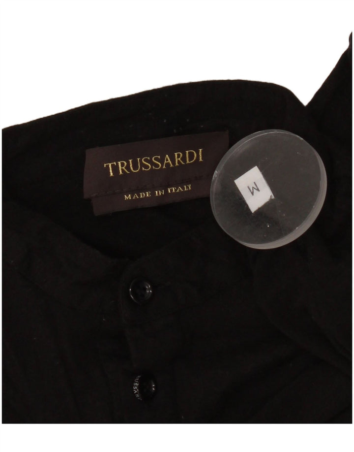 Trussardi Womens Graphic Polo Shirt UK 14 Medium Black