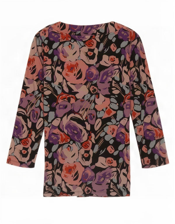 Ralph Lauren Womens Top 3/4 Sleeve UK 10 Small Multicoloured Floral Viscose