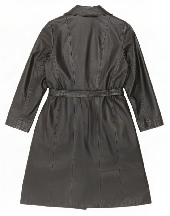 Vintage Womens Leather Coat IT 46 Large Black