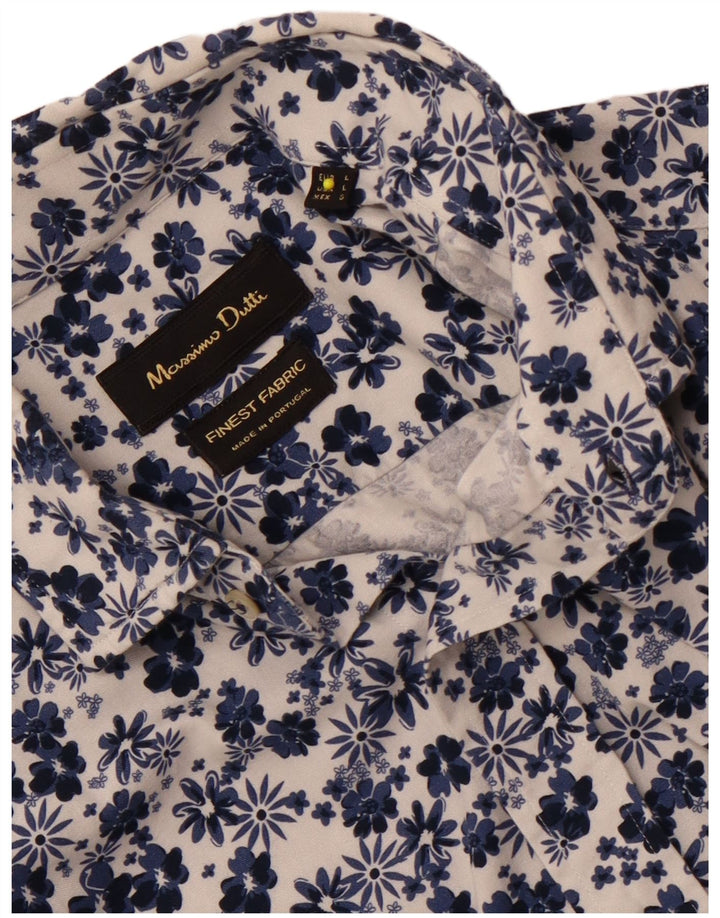 Massimo Dutti Mens Shirt Large Navy Blue Floral