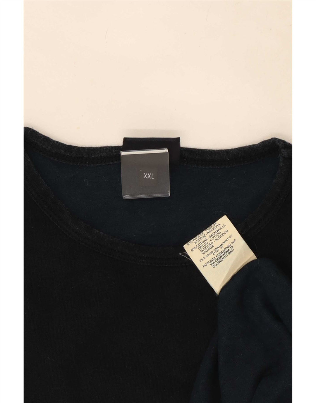 Trussardi Jeans Mens Top Long Sleeve 2XL Black Viscose
