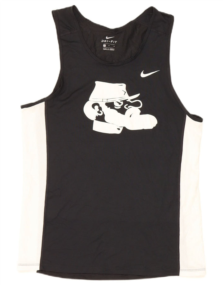Nike Mens Dri Fit Graphic Vest Top Medium Black Colourblock Polyester