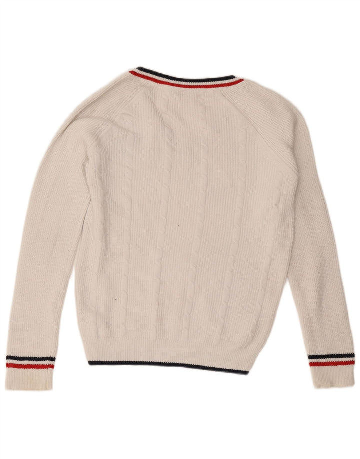Crew Clothing Mens V-Neck Jumper Sweater Medium White Cotton
