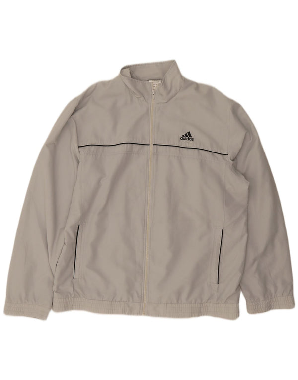 Adidas Mens Tracksuit Top Jacket UK 46/48 XL Grey Polyester