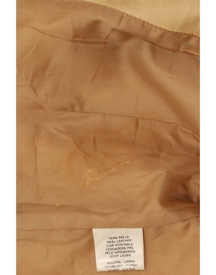 Conbipel Womens Leather Jacket IT 44 Medium Beige