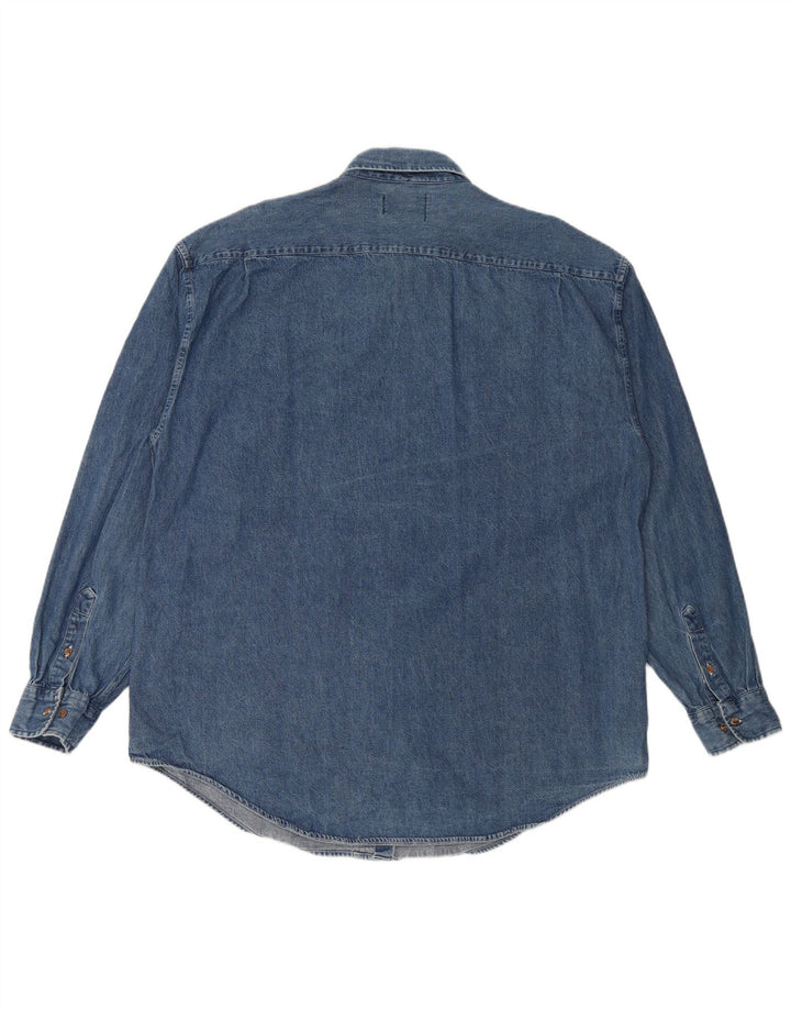 EDDIE BAUER Mens Denim Shirt 2XL Blue Cotton