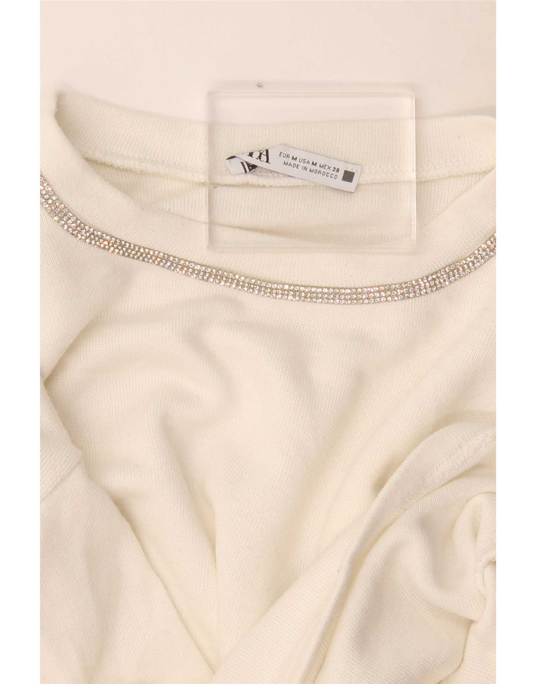 Zara Womens Crop Oversized Top Long Sleeve UK 14 Medium White