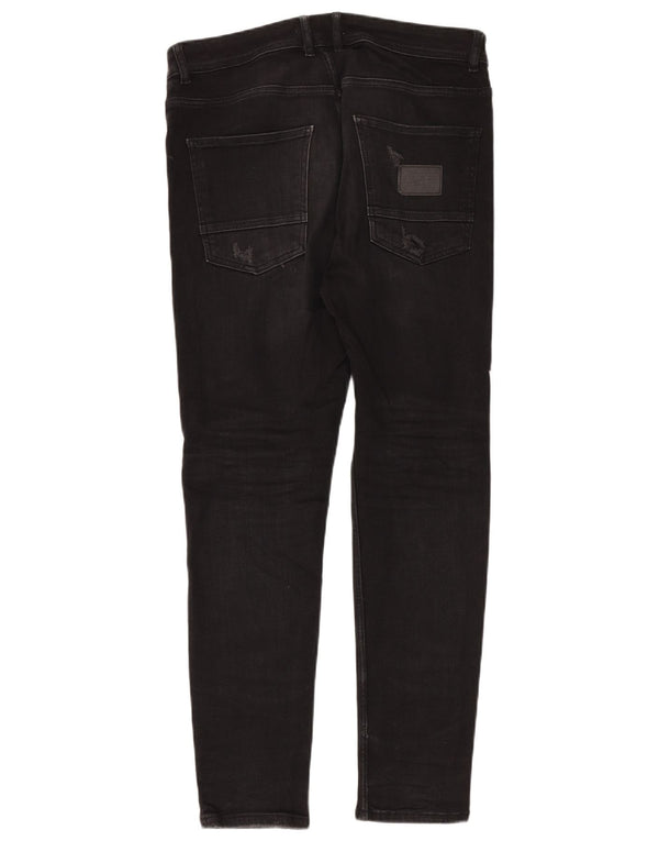 Zara Mens Distressed Skinny Jeans EU 42 Large W32 L30 Black