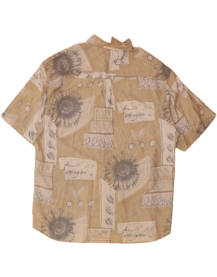 VIA CORTESA Mens Short Sleeve Shirt Size 43/44 XL Beige Patchwork