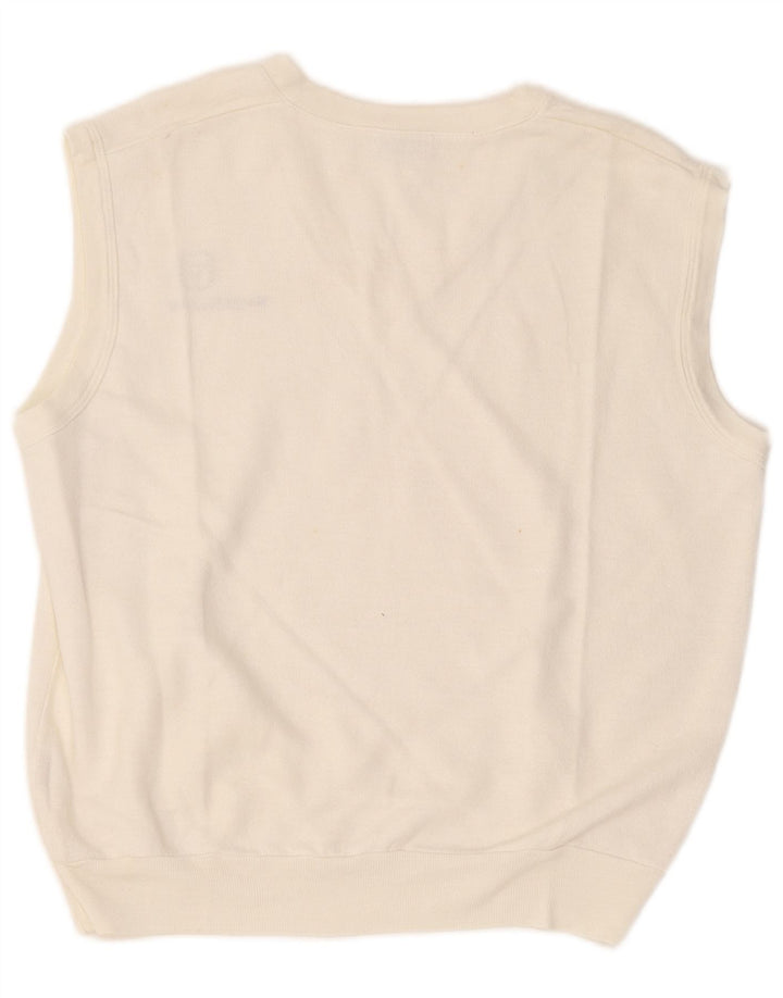 Sergio Tacchini Mens Sleeveless Sweatshirt Jumper Medium White Acrylic