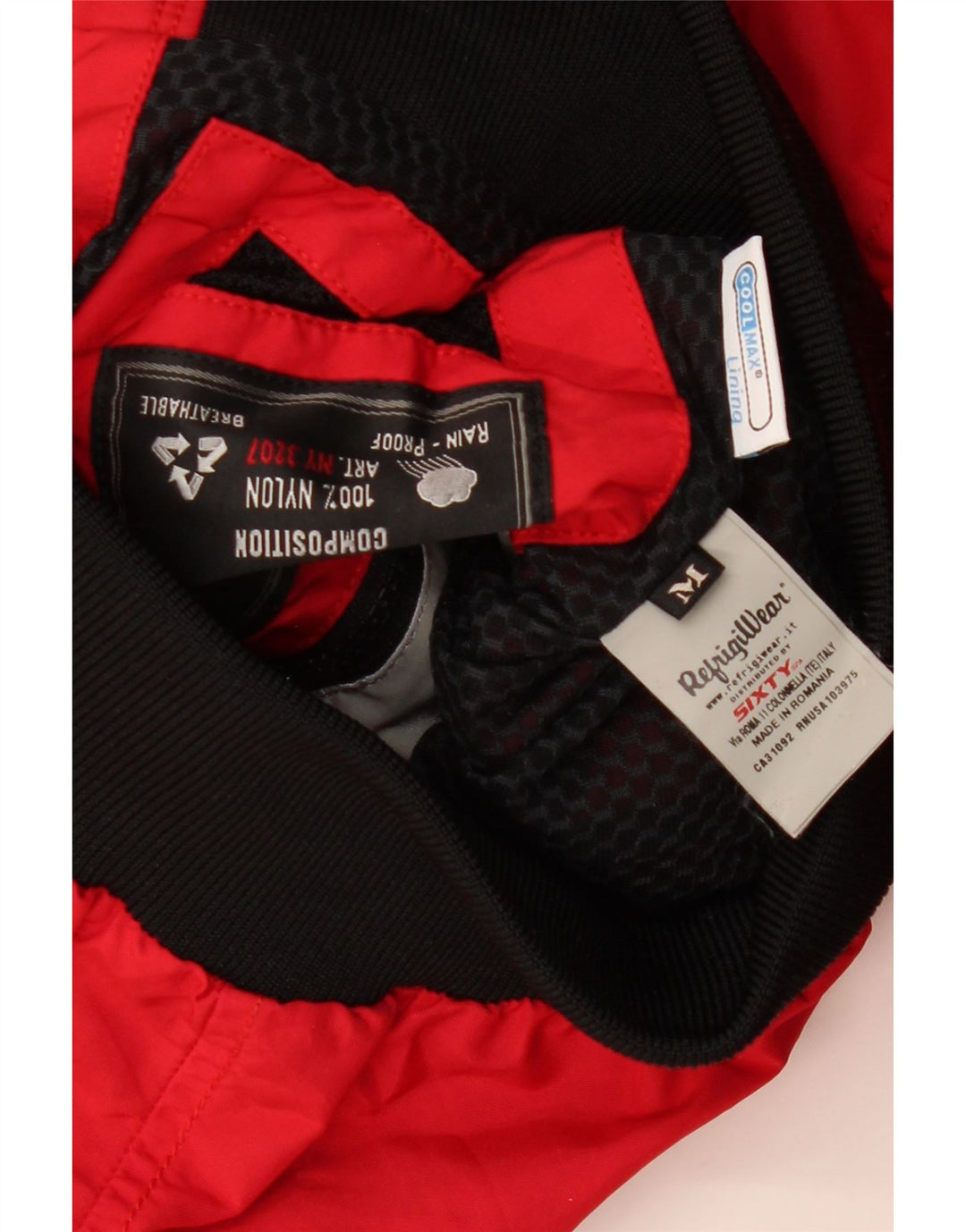 REFRIGIWEAR Womens Crop Hooded Bomber Jacket UK 12 Medium Red Polyamide