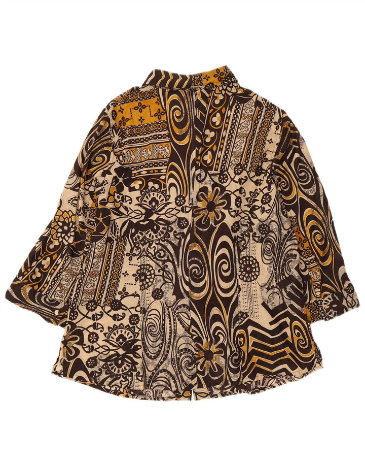 DOMINEW Womens 3/4 Sleeve Shirt Blouse IT 50 XL Brown Floral Cotton