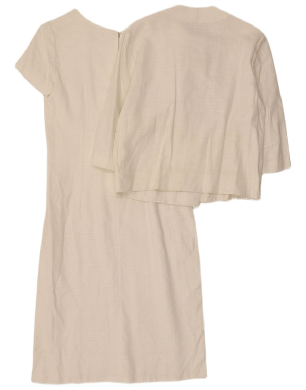 Vintage Womens 3/4 Sleeve 5 Button 2 Piece Set UK 14 Medium White