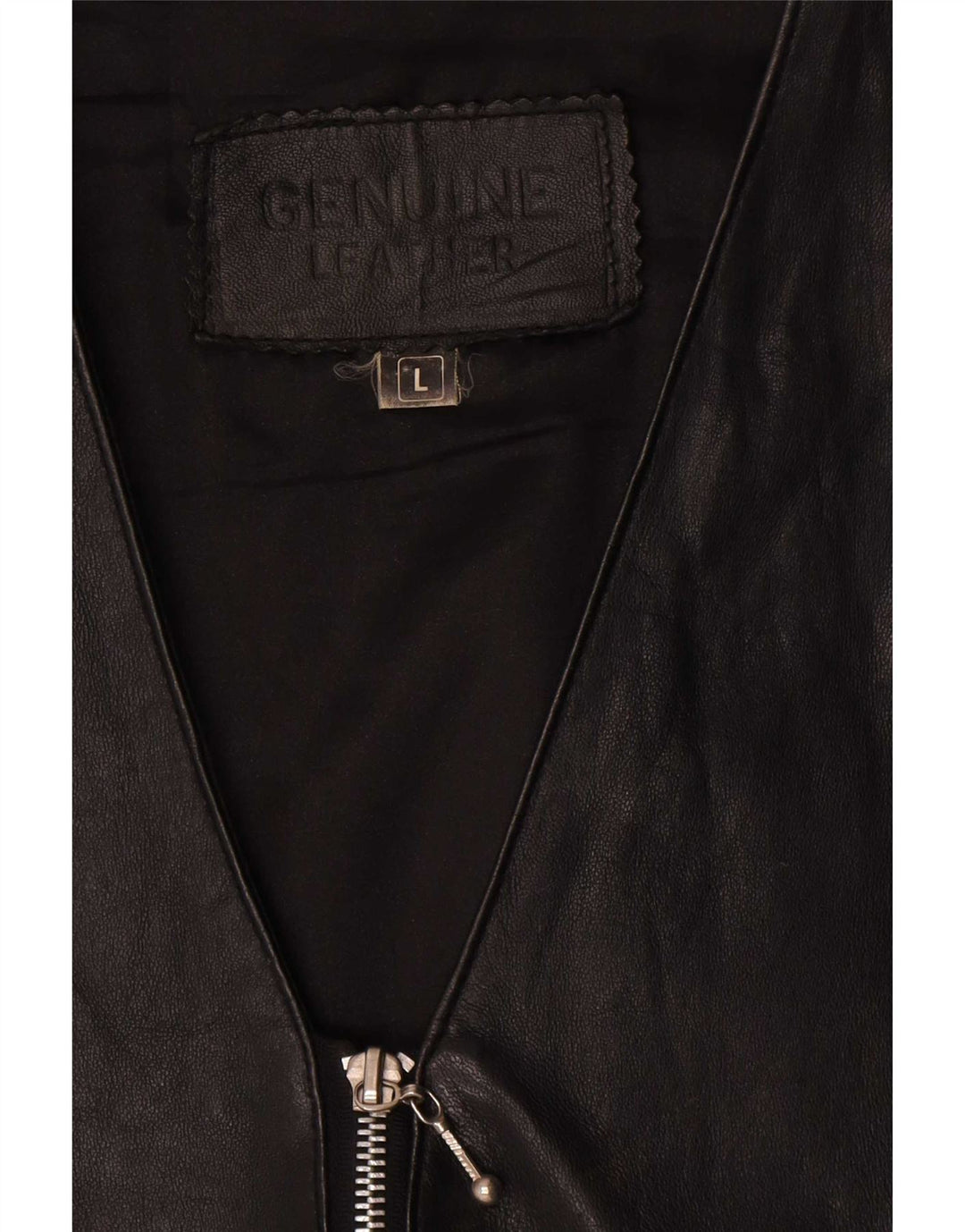 Vintage Mens Leather Waistcoat Large Black Leather