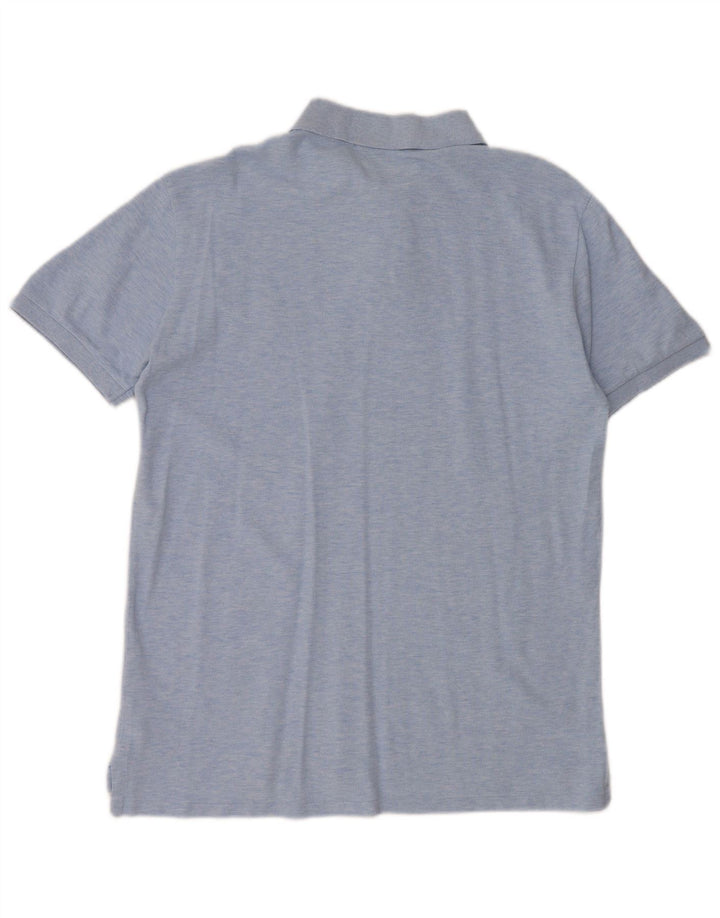 POLO RALPH LAUREN Mens Slim Fit Polo Shirt Large Blue Flecked Cotton