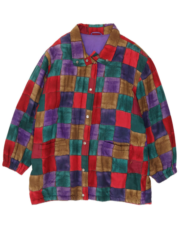 Vintage Womens Oversized Windbreaker Coat EU 44 XL Multicoloured Patchwork