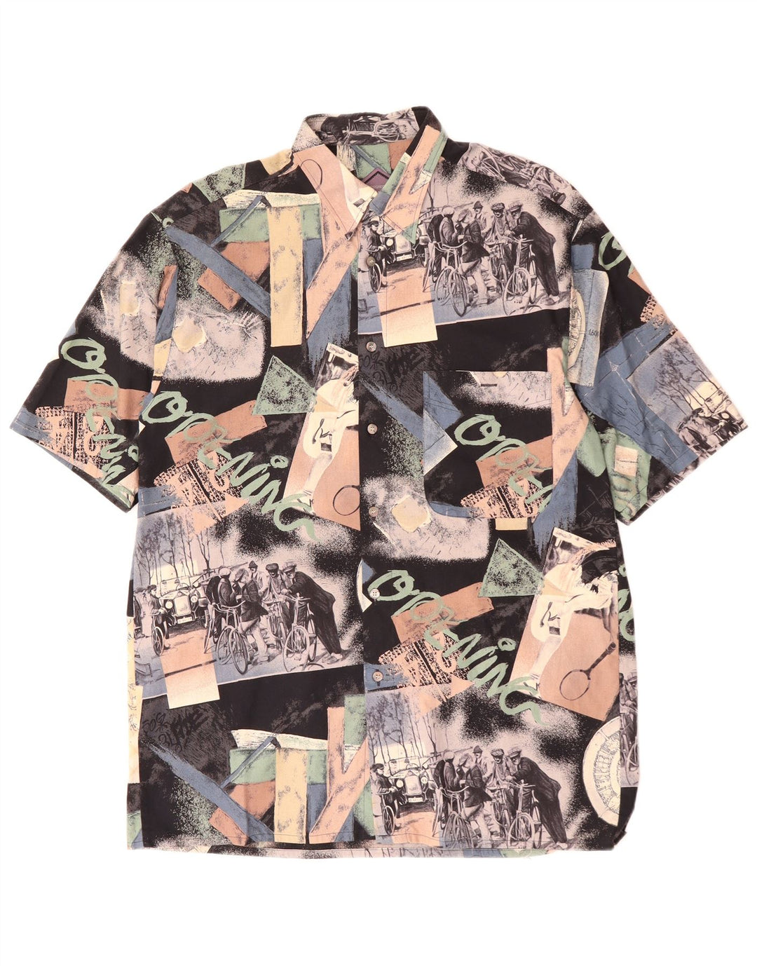 RUDNICK Mens Abstract Pattern Short Sleeve Shirt Medium Multicoloured