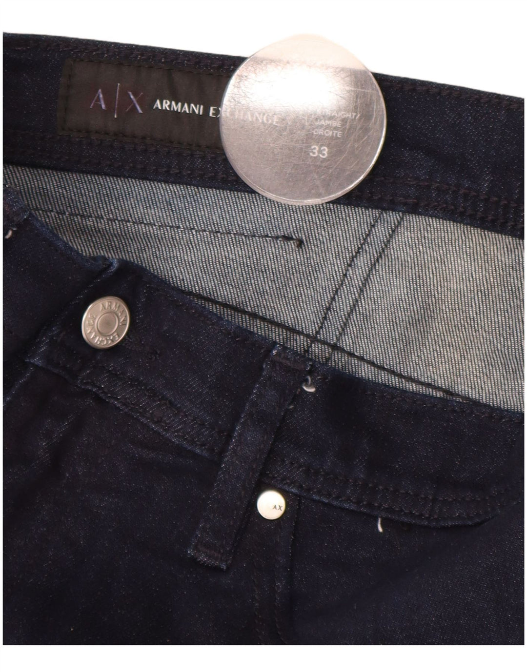 ARMANI EXCHANGE Womens Straight Jeans W33 L29 Navy Blue
