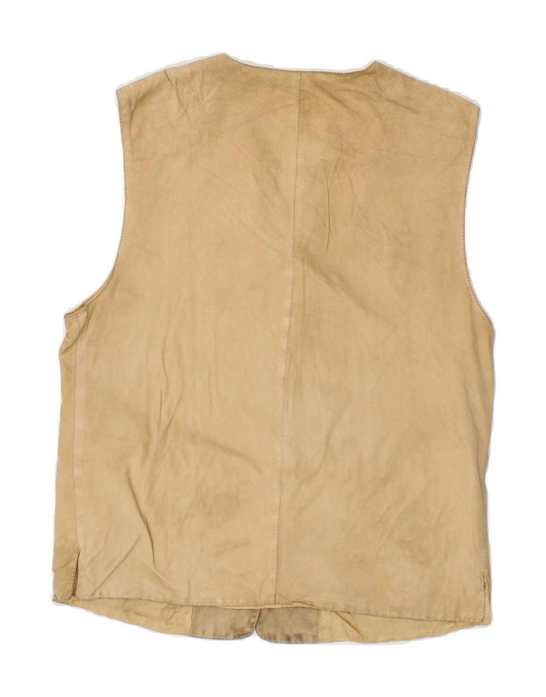 VINTAGE Womens Suede Gilet UK 12 Medium Beige Vintage Vintage and Second-Hand Vintage from Messina Hembry 