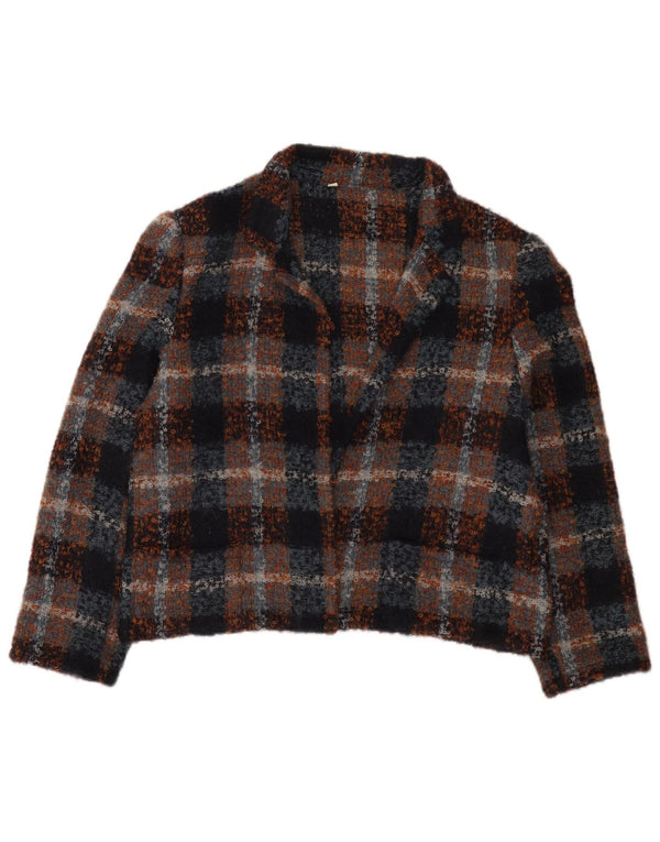 Vintage Womens Open Bolero Jacket IT 48 XL Multicoloured Check Wool