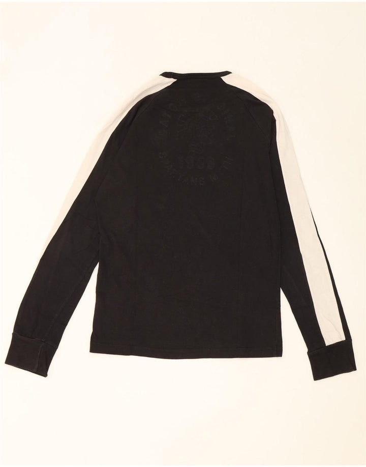 Datch Mens Top Long Sleeve Medium Black Colourblock Cotton