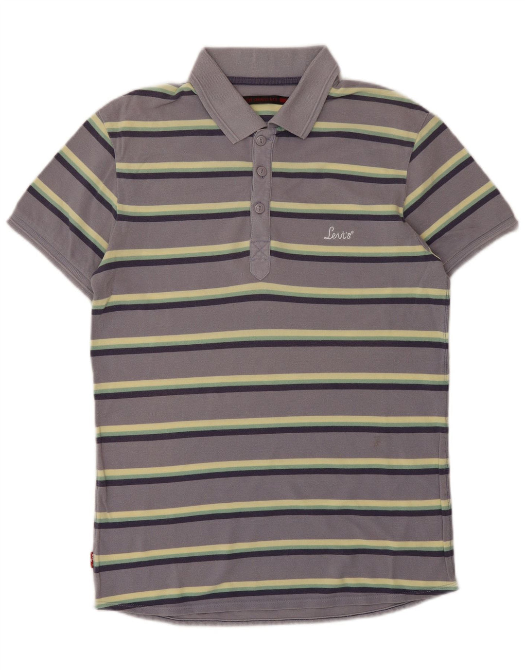 LEVI'S Mens Polo Shirt Medium Grey Striped