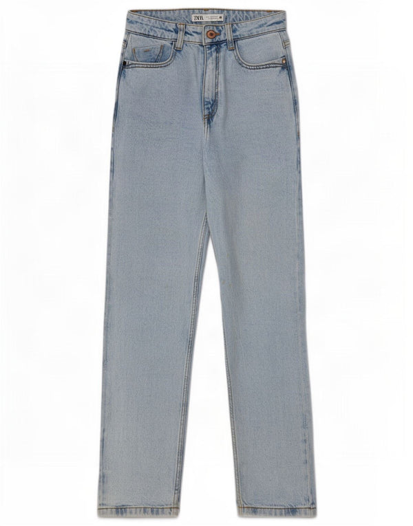 Zara Womens High Waist Tapered Jeans EU 32 2XS W22 L27 Blue Cotton