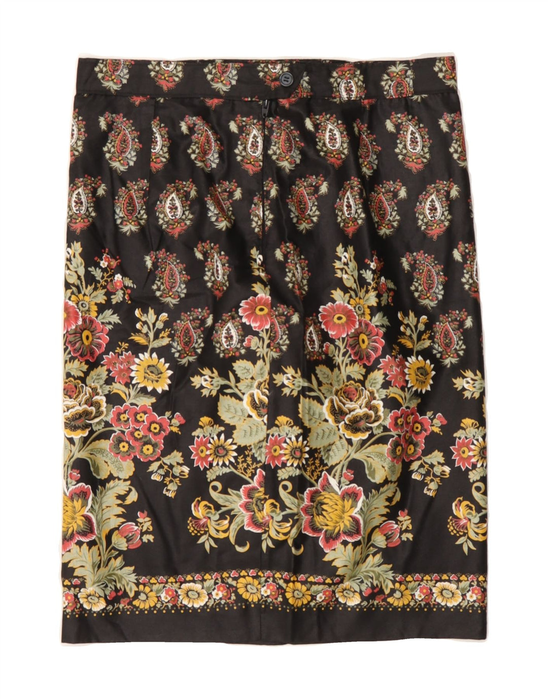 VINTAGE Womens Straight Skirt W30 Medium Black Floral Vintage Vintage and Second-Hand Vintage from Messina Hembry 