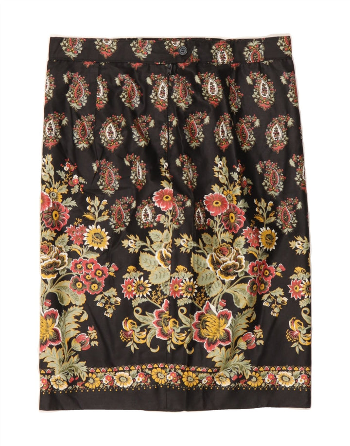 VINTAGE Womens Straight Skirt W30 Medium Black Floral Vintage Vintage and Second-Hand Vintage from Messina Hembry 