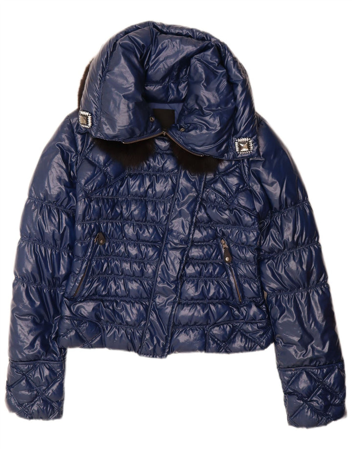PINKO Womens Padded Jacket UK 8 Small  Navy Blue Polyamide