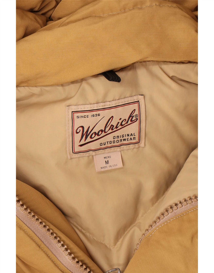 Woolrich Mens Hooded Padded Jacket UK 38 Medium Beige Polyester