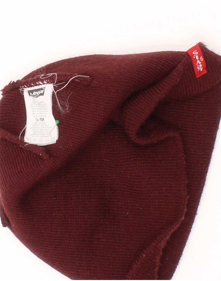 Levi's Womens Beanie Hat Small/Medium Burgundy Acrylic