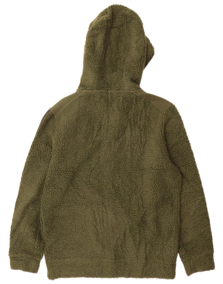 BEAR Mens Hooded Fleece Jacket Small Khaki Cotton