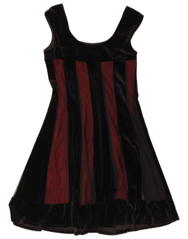 APPAREL Womens Sleeveless A-Line Dress UK 12 Medium Burgundy Striped