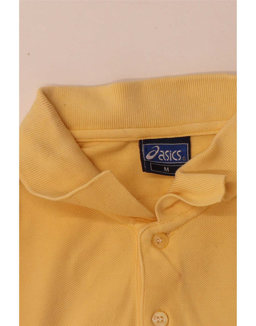 Asics Mens Polo Shirt Medium Yellow Cotton