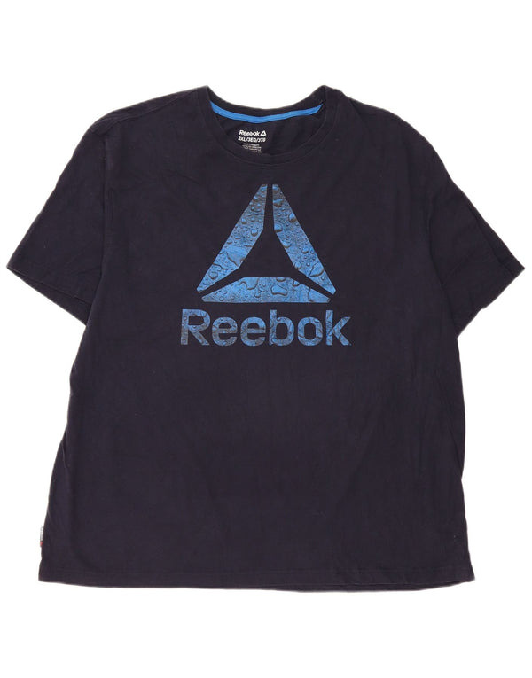 Reebok Mens Graphic T-Shirt Top 3XL Navy Blue Cotton