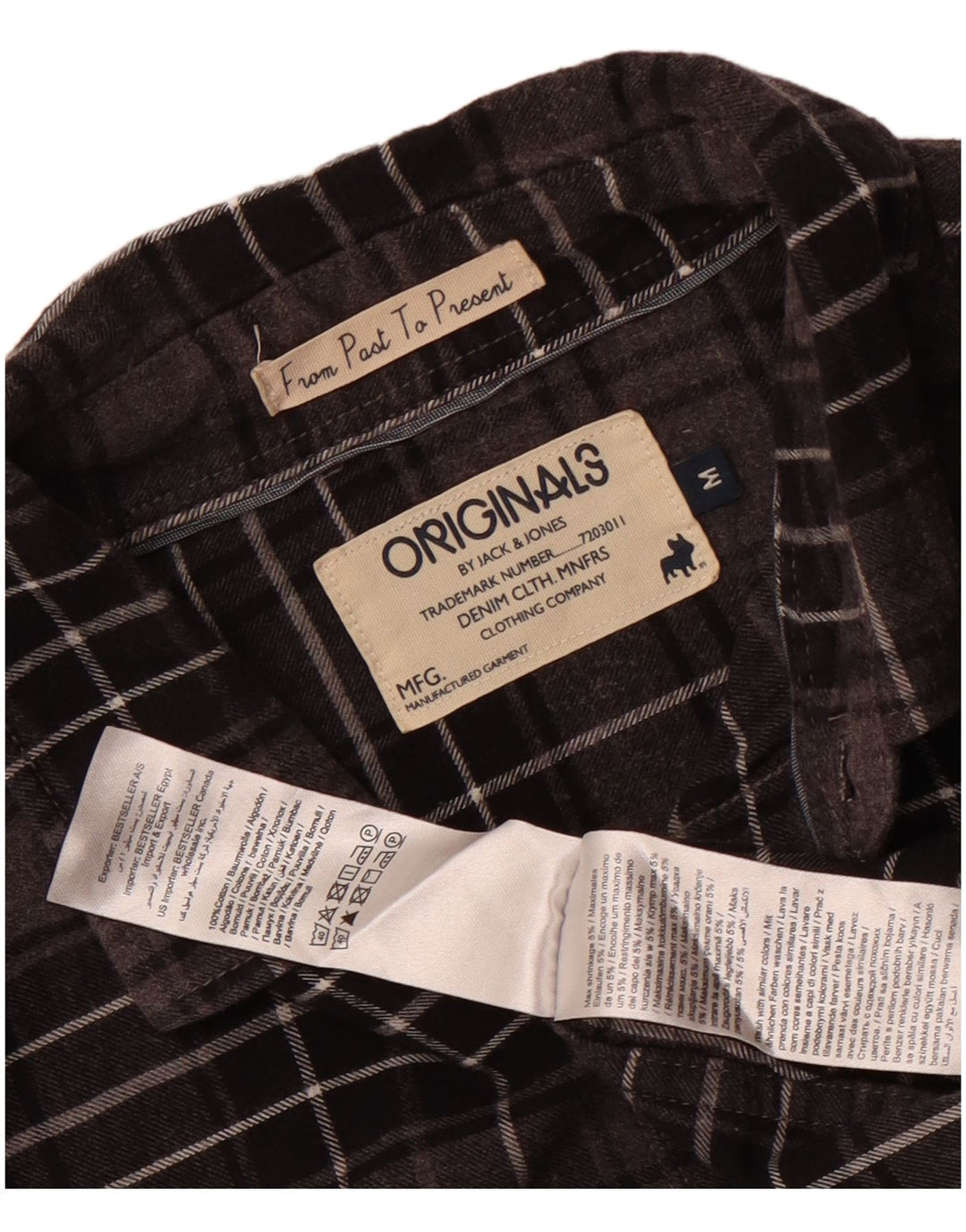 Jack & Jones Mens Flannel Shirt Medium Grey Plaid Cotton