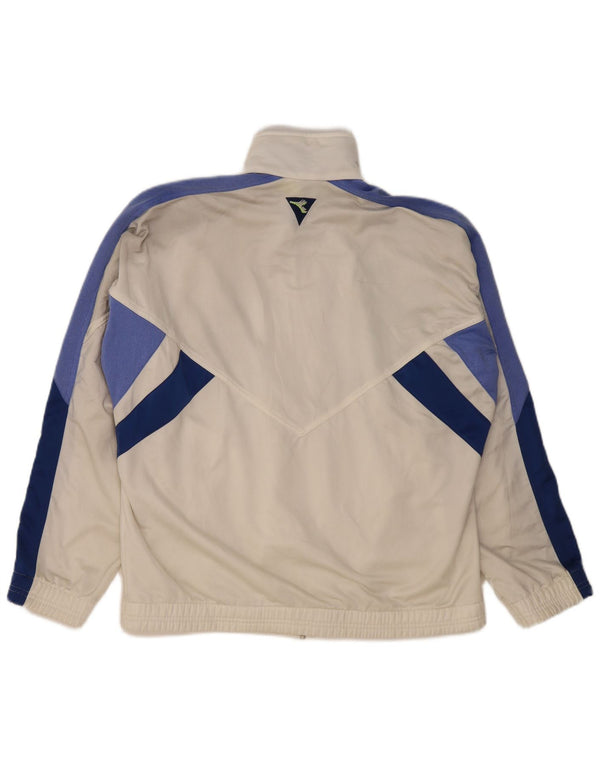 DIADORA Mens Tracksuit Top Jacket UK 40 Medium White Colourblock Polyester