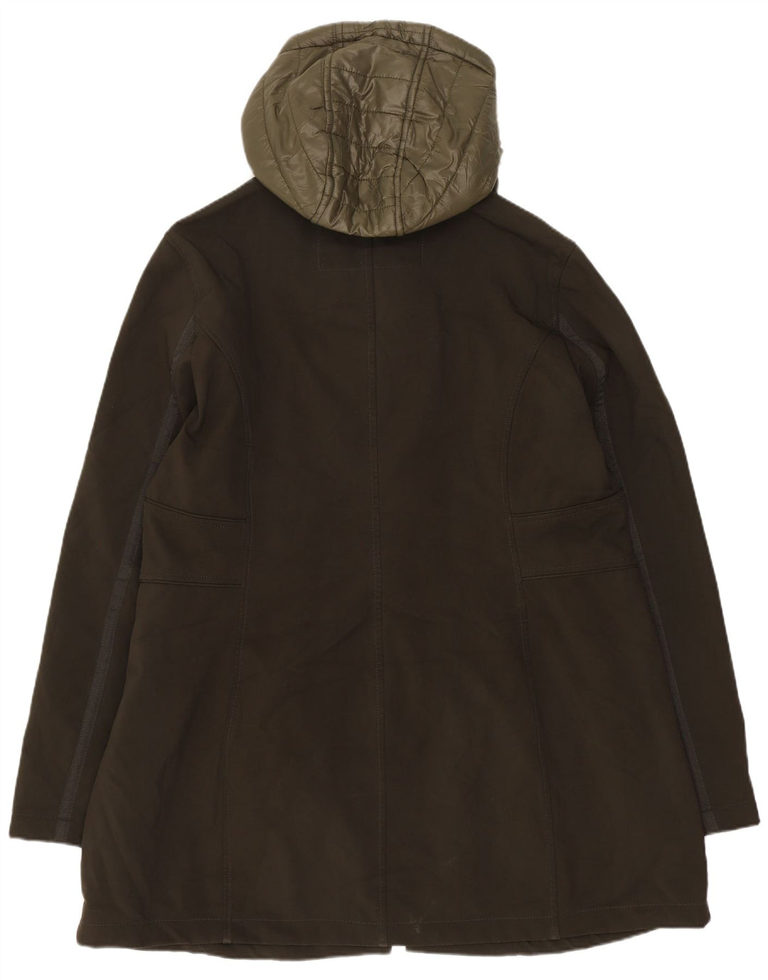 French Connection Womens Hooded Military Overcoat UK 18 XL Khaki Polyester