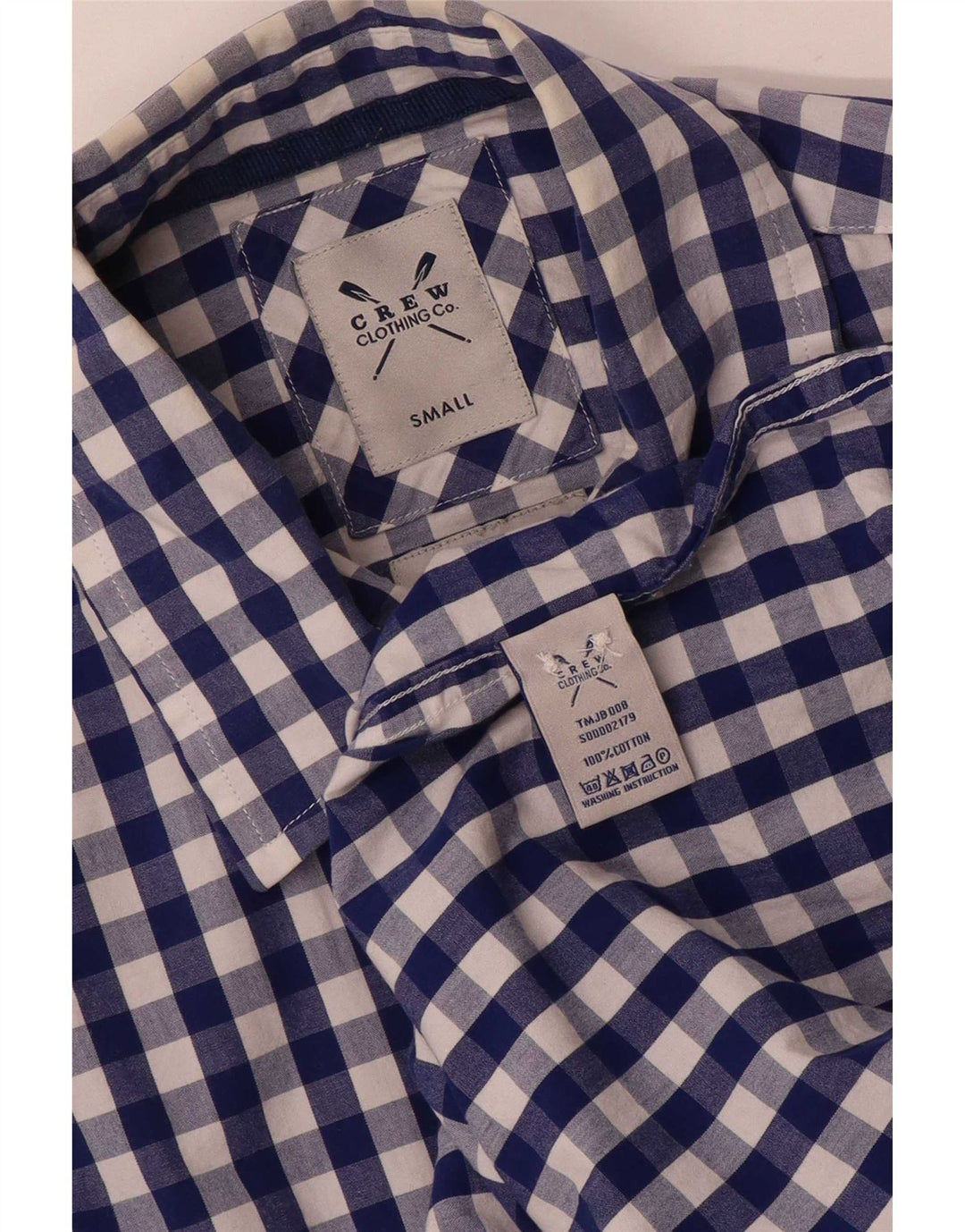 Crew Clothing Mens Shirt Small Blue Gingham Cotton