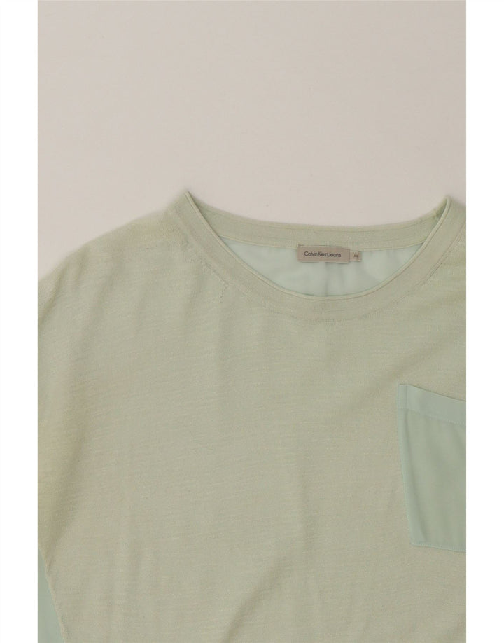 CALVIN KLEIN Womens T-Shirt Top UK 14 Medium Green Vintage Calvin Klein and Second-Hand Calvin Klein from Messina Hembry 